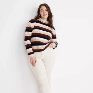 Madewell Evercrest Multicolor Stripe Mockneck Sweater - Warm & Cozy